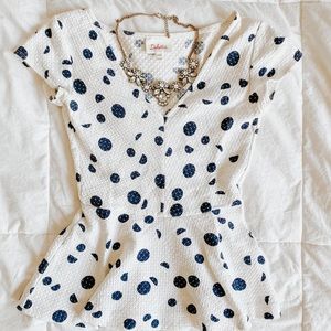 Polka dot peplum top